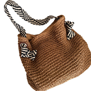 Bolsa Praia Palha Mykonos com Textura Sofisticada
