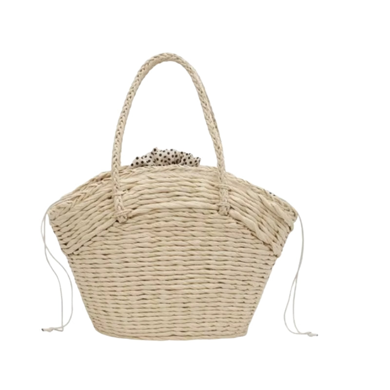 Bolsa Praia Palha Rattan –  Grande Capacidade em Bege