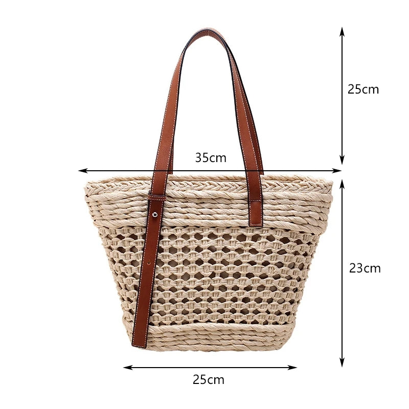 Bolsa Praia Palha em Rattan Aurora Medidas