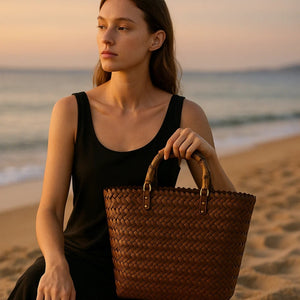 Bolsa Palha Praia Marrom Savannah Luxe