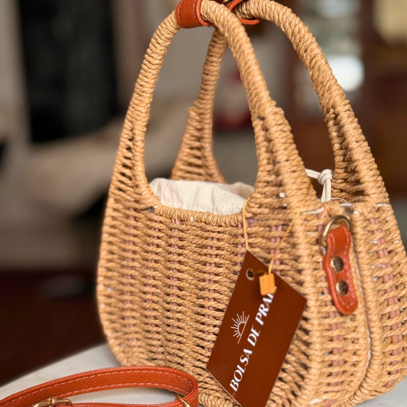 bolsa de palha natural modelo sofisticado