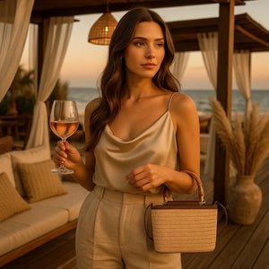 Bolsa Praia de Palha Crossbody - Verão Elegante
