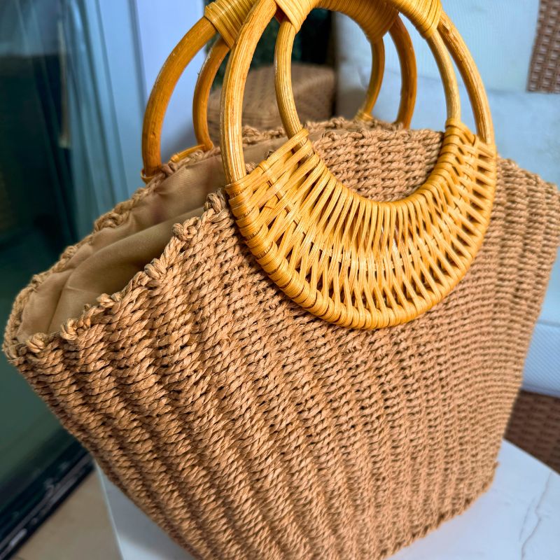 Bolsa de Palha tracada estilo boho chic