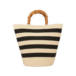 Bolsa de Praia Capri Bege - Palha Natural com Alça Bambu