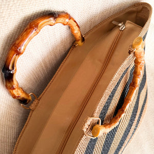 bolsa de palha com fecho em ziper