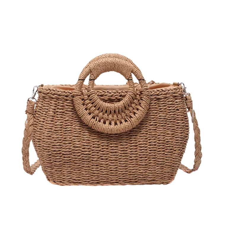 Bolsa de Praia Palha Trançada Lunéa - Leve e Atemporal Cáqui
