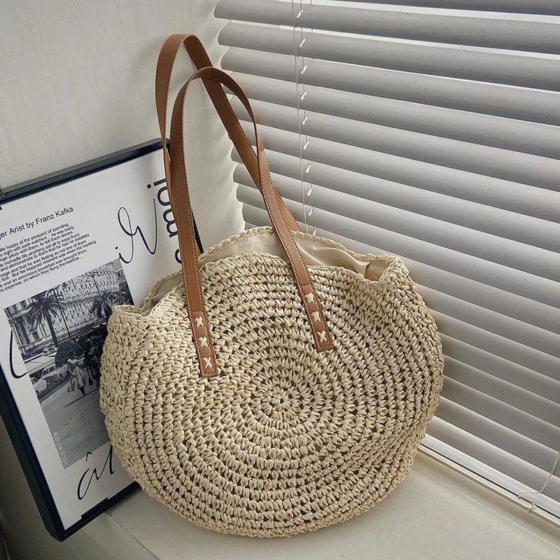 Bolsa de Praia de Palha Venti Bege Grande