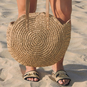 bolsa de palha redonda artesanal