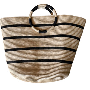Bolsa de Palha Riviera Listrada - Alça Redonda Artesanal