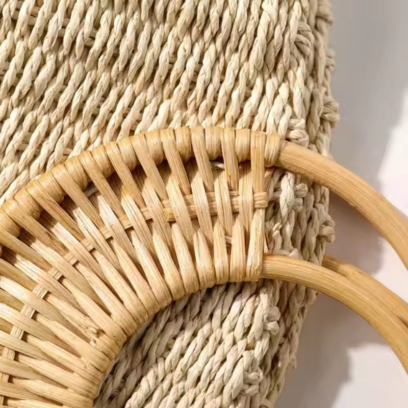 Bolsa de Palha Detalhes Bege