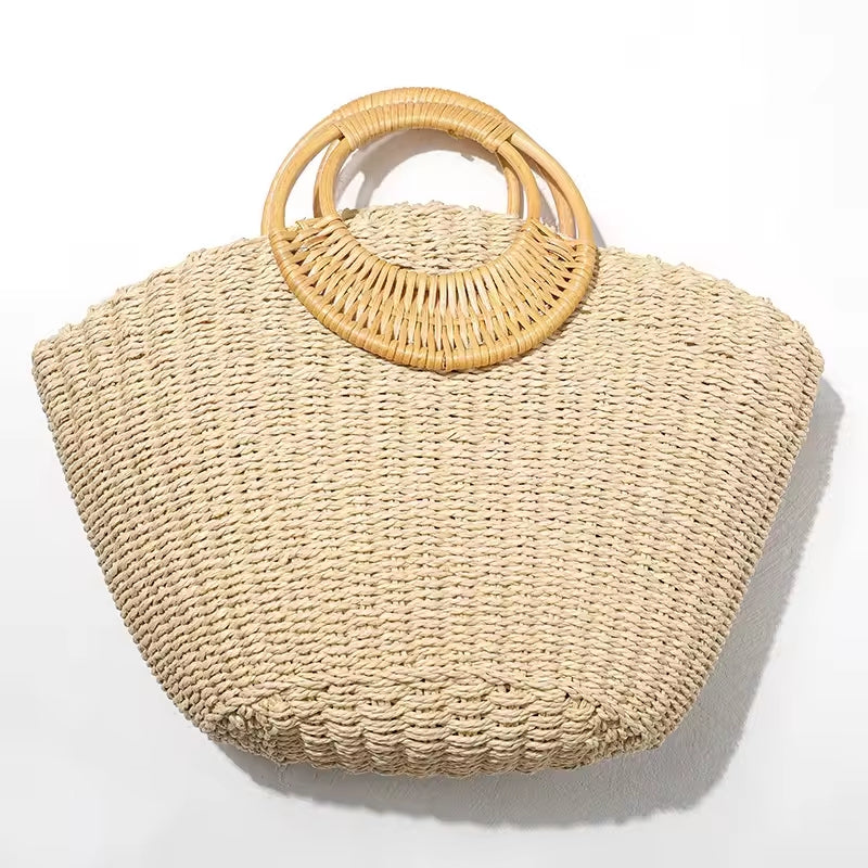 Bolsa de Palha de Praia - Estilo Boho Luxo e Feita à Mão
