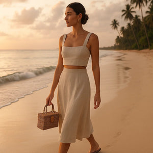 Modelo Bolsa de Praia Chique Trançada Serena