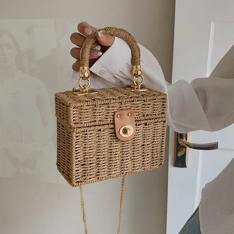 Bolsa de Praia Chique Trançada Serena Cáqui