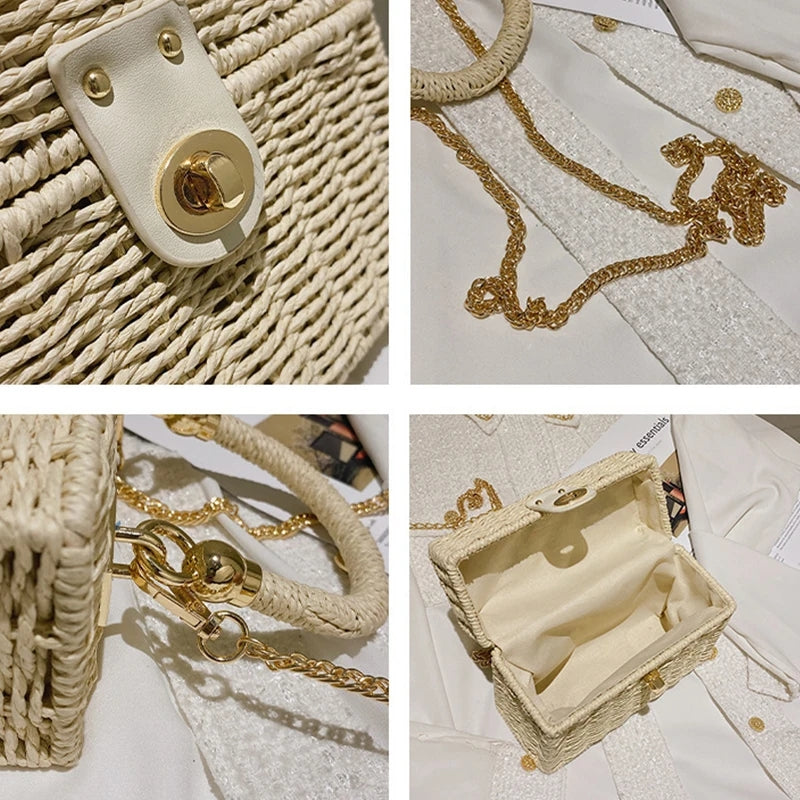 Detalhes Bolsa de Praia Chique Trançada Solene