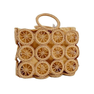 Bolsa de Praia Palha Trançada Nara - Formato Quadrado Vazado Cáqui