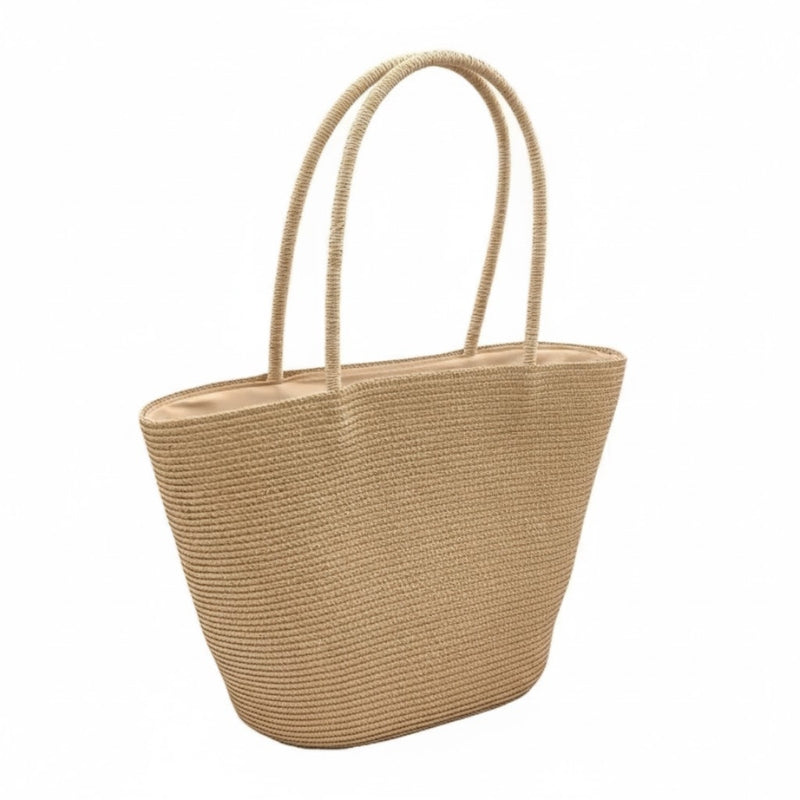 Bolsa de Praia de Palha Trançada Belleville Cáqui