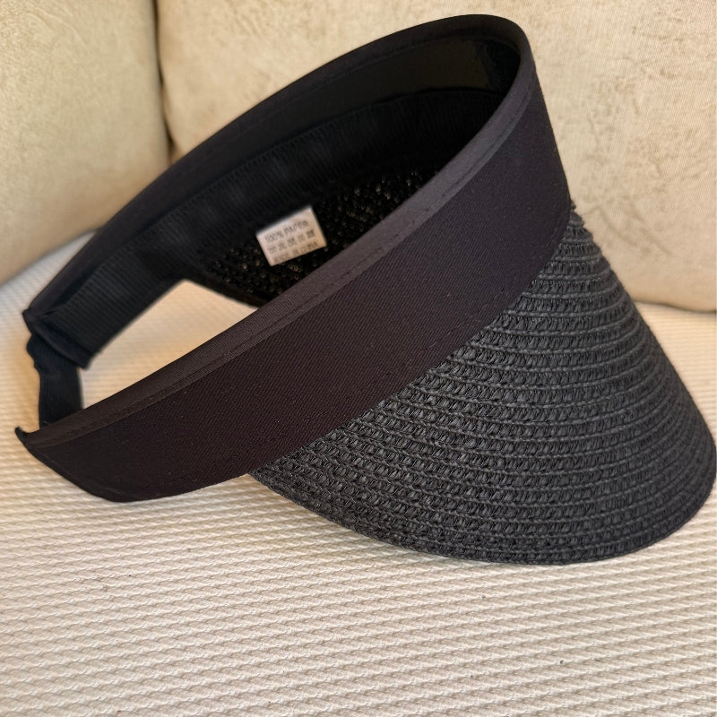 viseira feminina de palha preta