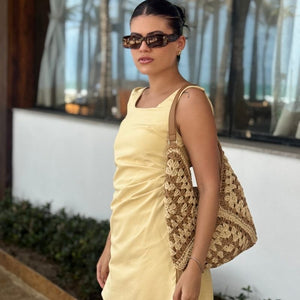 bolsa de croche de palha