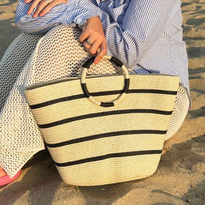 bolsa de praia grande de palha